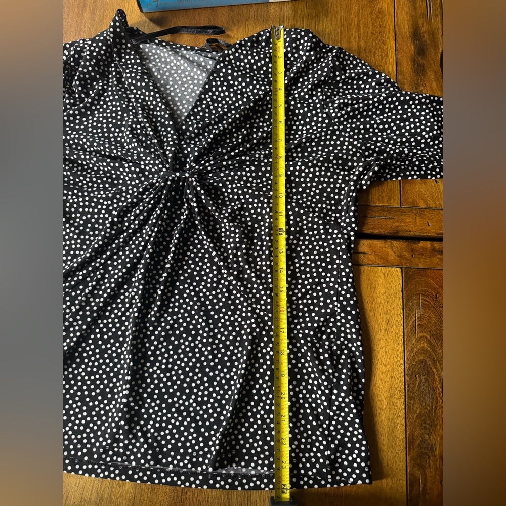 Chaus Black & White Polka Dot Long Sleeve Blouse Size L - Picture 6 of 7